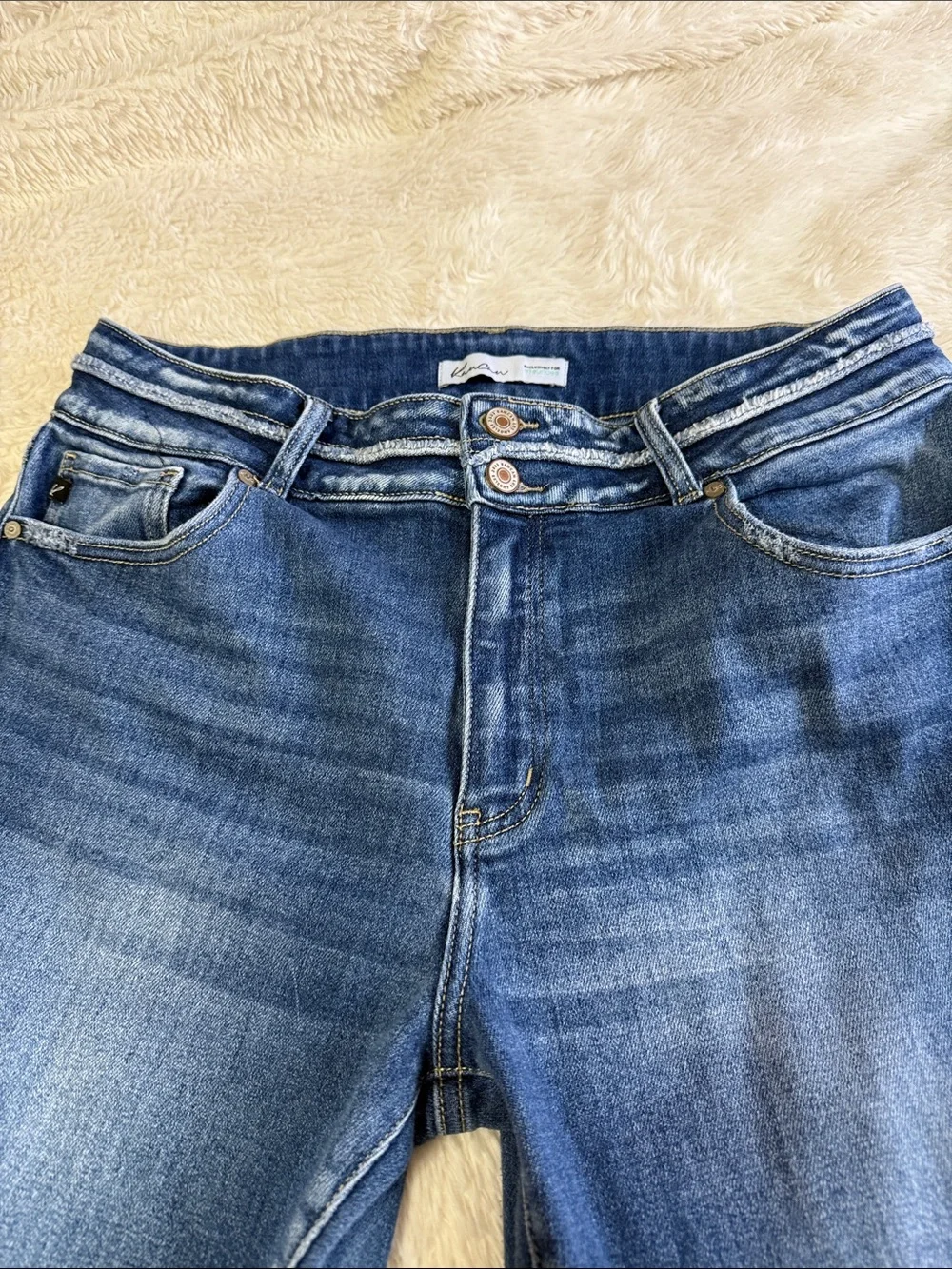KanCan Medium Blue High-Rise Double-Waist Skinny Jeans